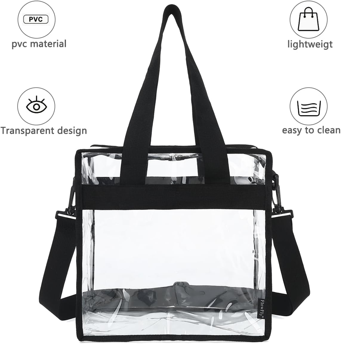 FlowFly Insulated Lunch Cooler Bag - Tote Bag Organizer for Women/Men, Clear#Black