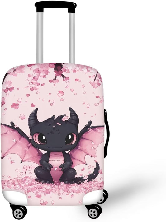 Dragon Luggage Covers for Suitcase Cherry Blossom Travel Suitcase Cover Anti-Scratch Baggage Case Protector Travel Essential with Invisible Zip Universal Fit 18-32'' Pink Luggage