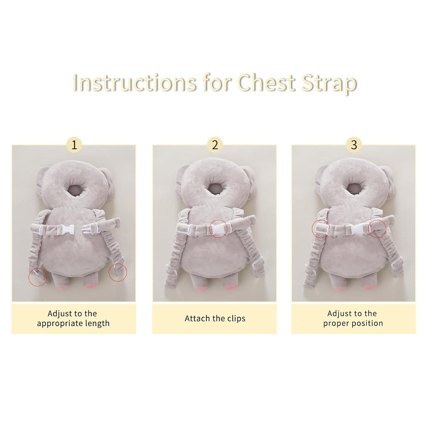Baby Head Protector Backpack, Toddler Toddler Head Protector, Toddler Head Protector Padded Backpack Elasticated Carrier Wear (Elephant)