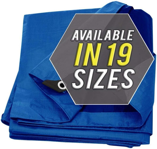 Large Waterproof Tarp - Heavy Duty 10 Mil Thick Poly Tarpaulin Ideal for Canopy Tents, Boats, RV or Pool Covers - Multipurpose Protective Tarps with Grommets for Indoor, Outdoor Use | 10' x 10' 2 Pack