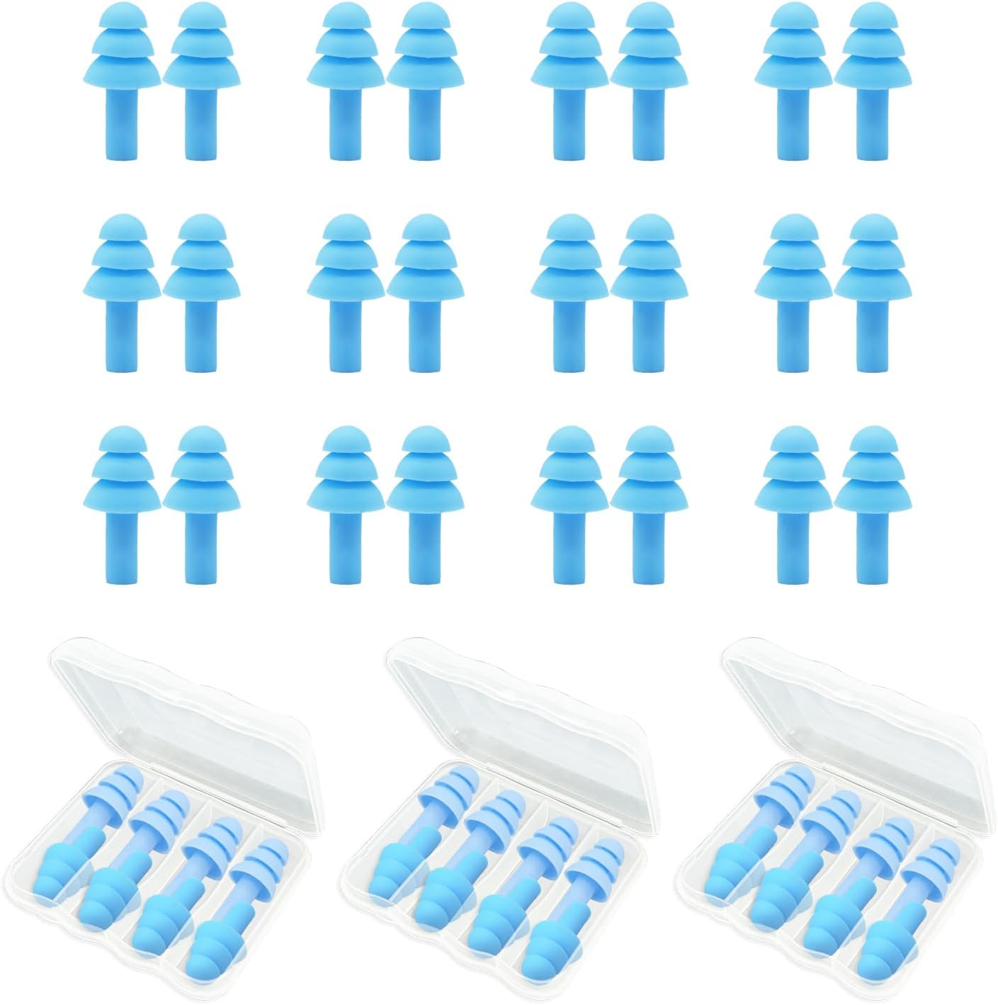 Ear Plugs for Sleeping,12 Pair Earplugs Noise Canceling Soft Silicone Ear Plug Reusable Earplugs for Sleep,Concert,Swimming,Study,Loud Noise,Snoring(Sky Blue)