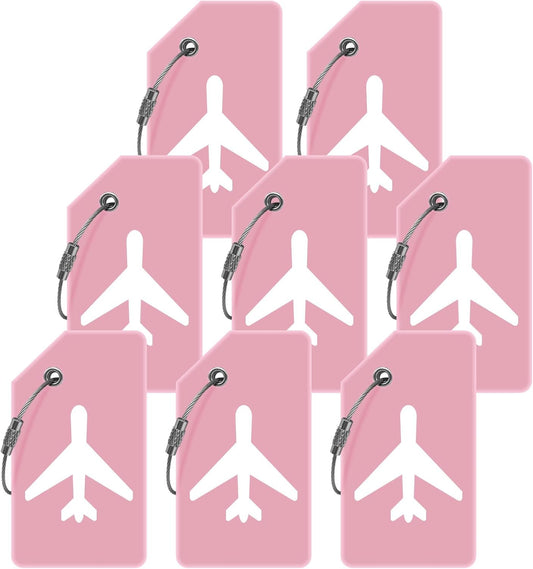 Luggage Tag for Suitcases, Quickly Spot 8 Pack Luggage Identifier Tags, Travel Accessories Name Tags for Backpacks, Suitcases, Travel Bags, Baggage, Cruise - Flexible Silicone(Pink)