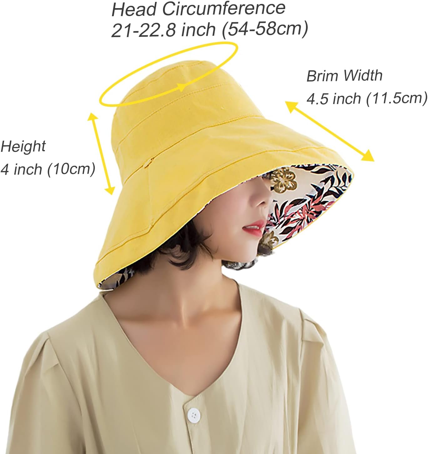 Women Wide Brim Sun Hats Metal Wired Edge Summer UV Protection Beach Fishing Hat for Hiking Garden Travel Chin Strap
