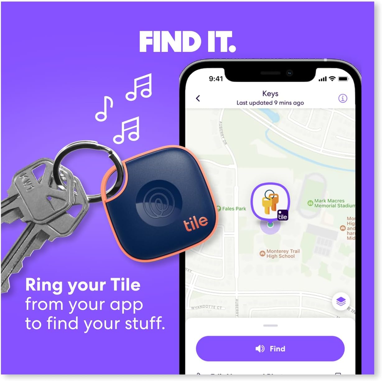 Tile by Life360 Mate - Bluetooth Tracker, Keys Finder and Item Locator for Keys, Bags and More. Phone Finder. Both iOS and Android Compatible. 1-Pack (Aqua Lemon)
