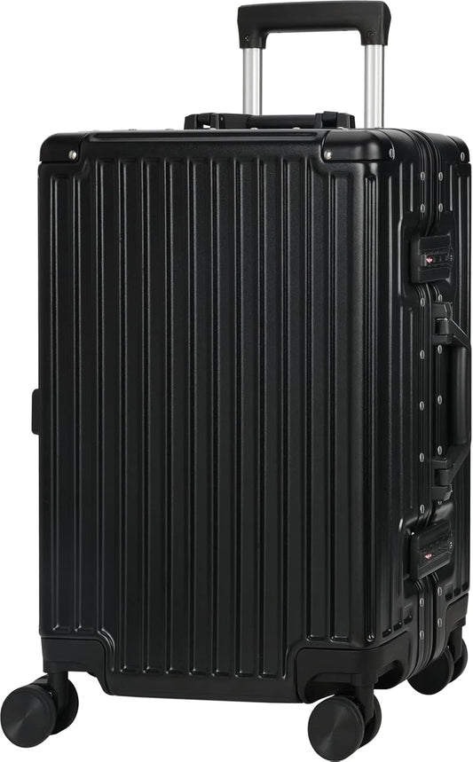 AnyZip Luggage Aluminium Frame Suitcase Hard Shell TSA Lock No Zipper 28In Black