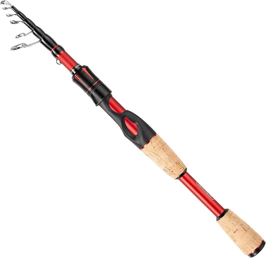 EOW XPEDITE LITE Portable Telescopic Fishing Rods & Combo, Spinning & Casting Fishing Poles, 24T Carbon Rod Blanks, Solid Carbon Tip, Split Cork Grips, Travel Rod, Combos with 5+1BB Spinning Reel