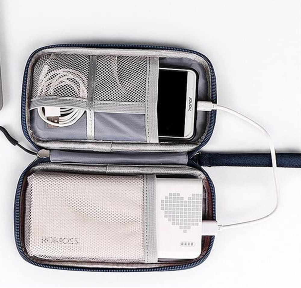 Electronic Organizer Cable Bag, Electronics Accessories Carry Cases Portable Cord Organizer Bag for Cable, Charger, Phone, USB, SD Card, Earphones More Out-Going, Business Travel Gadget Bag, Blue