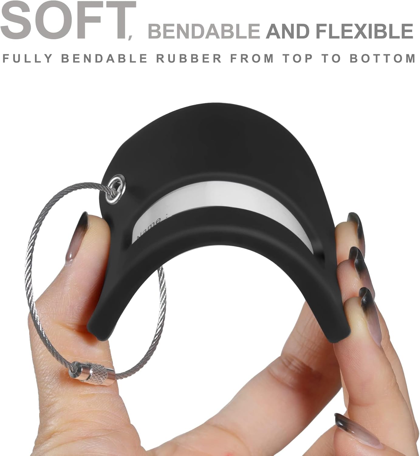 8 Pcs Luggage Tags for Suitcases, 26 Initial Letter Travel Luggage Baggage Identification Labels ID Tags Fully Bendable Tags with Stainless Steel Loop (Letter U, Black)