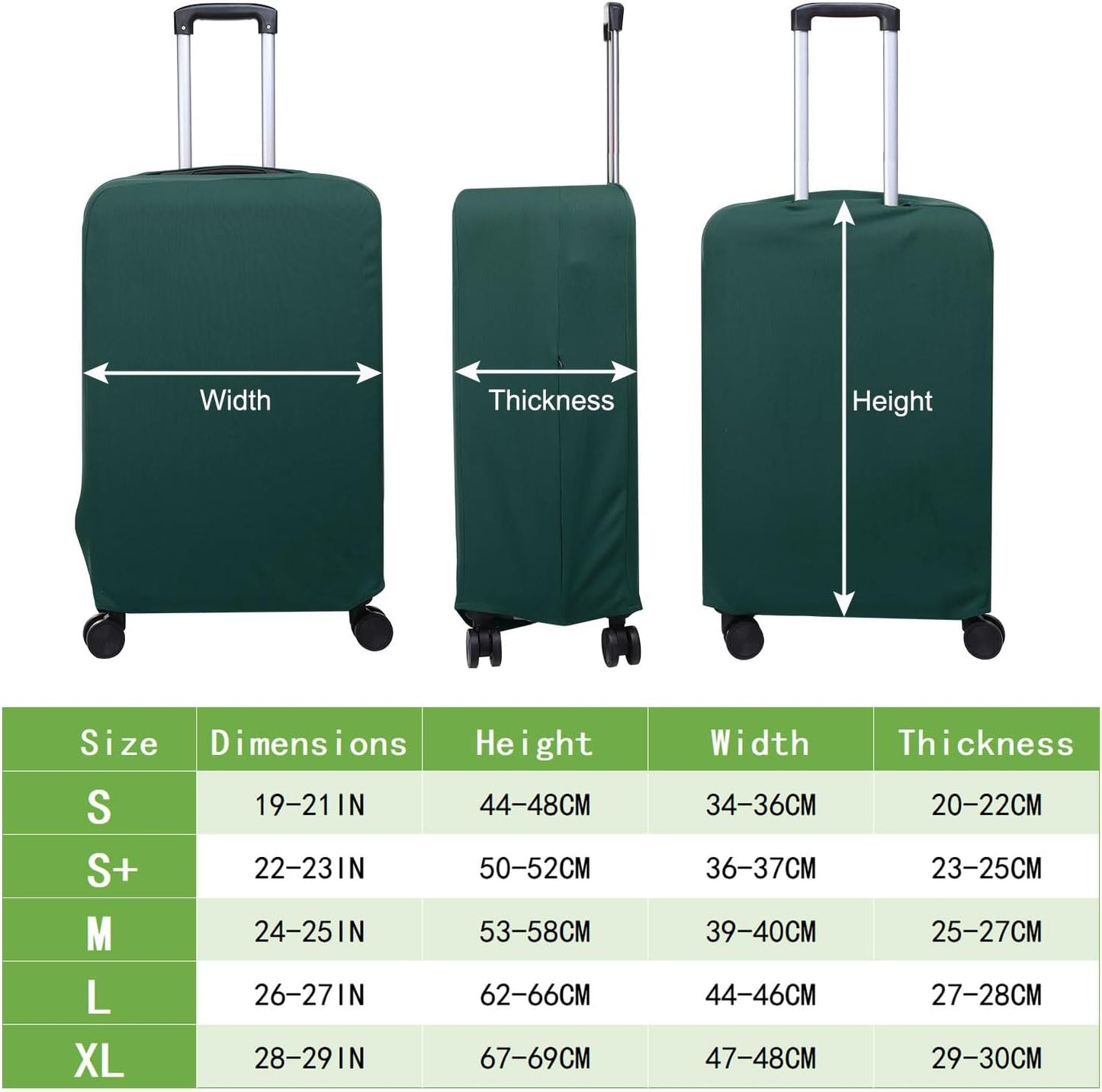 PATIKIL Luggage Cover, Suitcases Covers Elastic Carry on Cover Protector Washable Scratch-Resistant Fits 22-23 Inch Luggage for Travel Business Trips, Dark Green