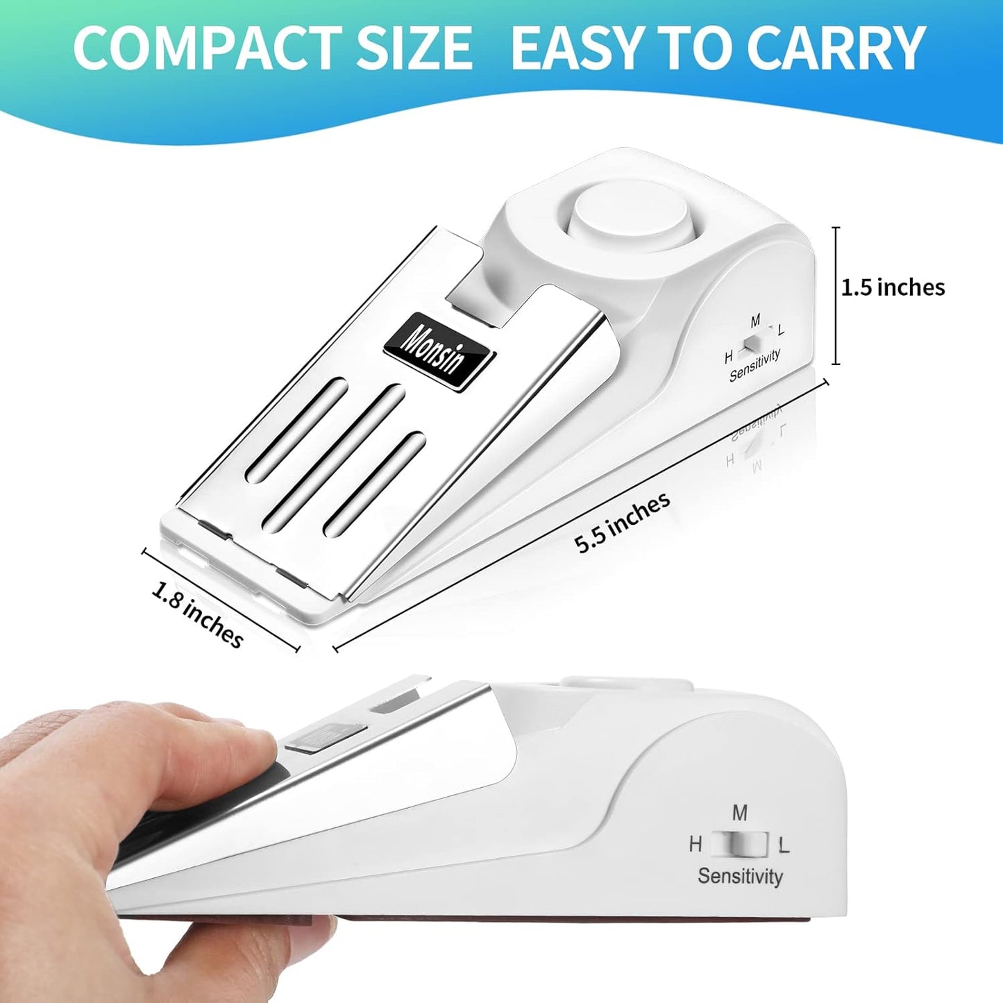 Door Stop Alarm, Door Stopper with 120DB Security Alarm, Floor Wedge Doorstop for Travel Apartment Home House (Pack of 1)