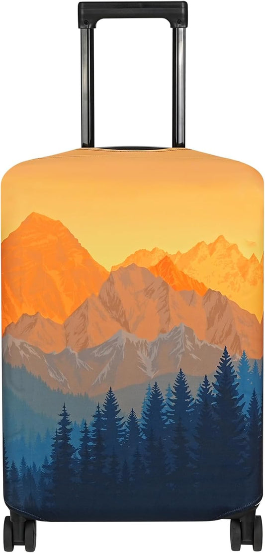 Explore Land Travel Luggage Cover Suitcase Protector Fits 18-22 Inch Case (Amber Mountains, S)