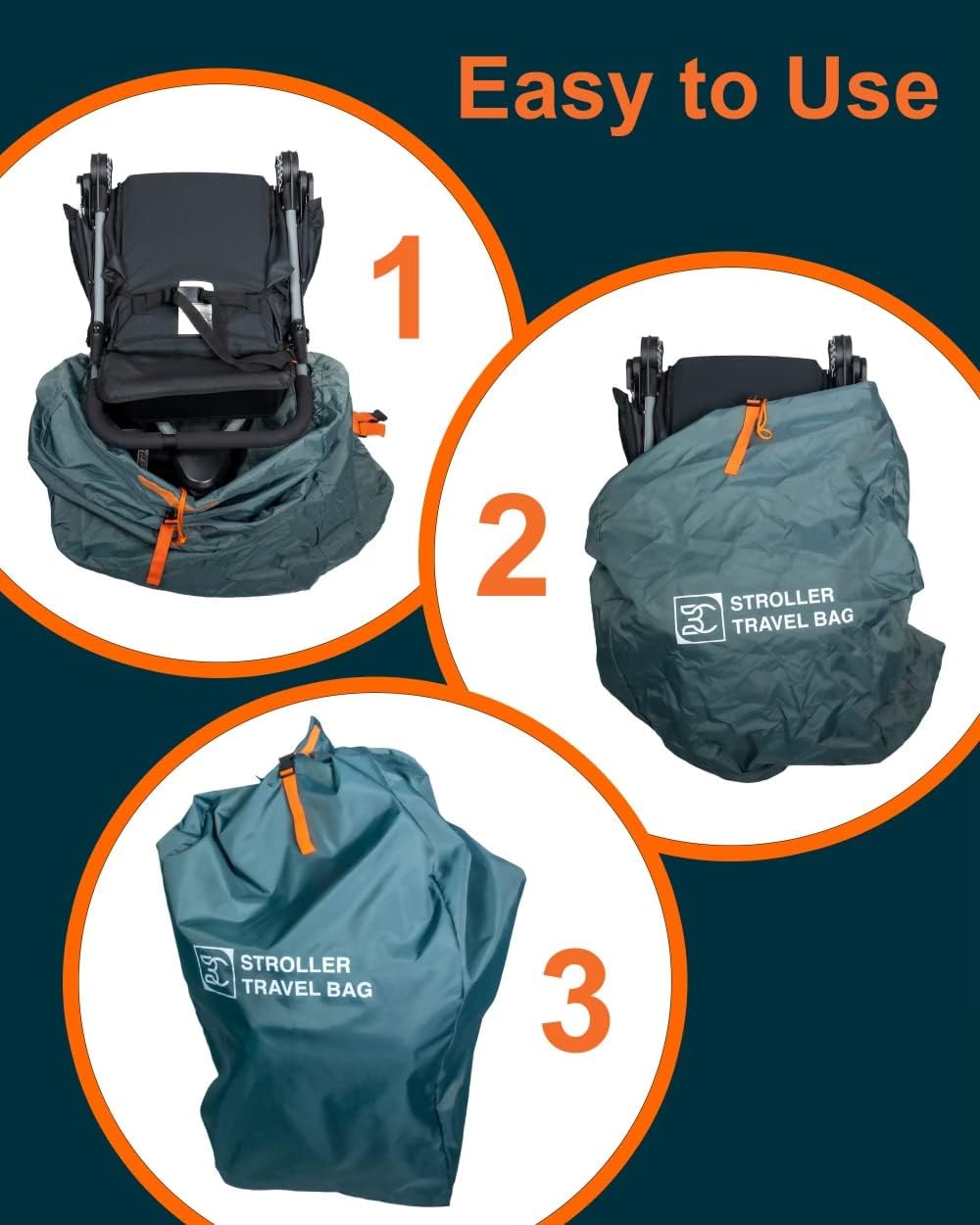 Extra Large,Heavy Duty Stroller and Car Seat Gate Check Bag,Compatible with: WONDERFOLD, BOB, DOONA, RADIO FLYER, VEER, JEEP WAGON, ETC., double and Jogging Strollers,Stroller Bag for Airplane