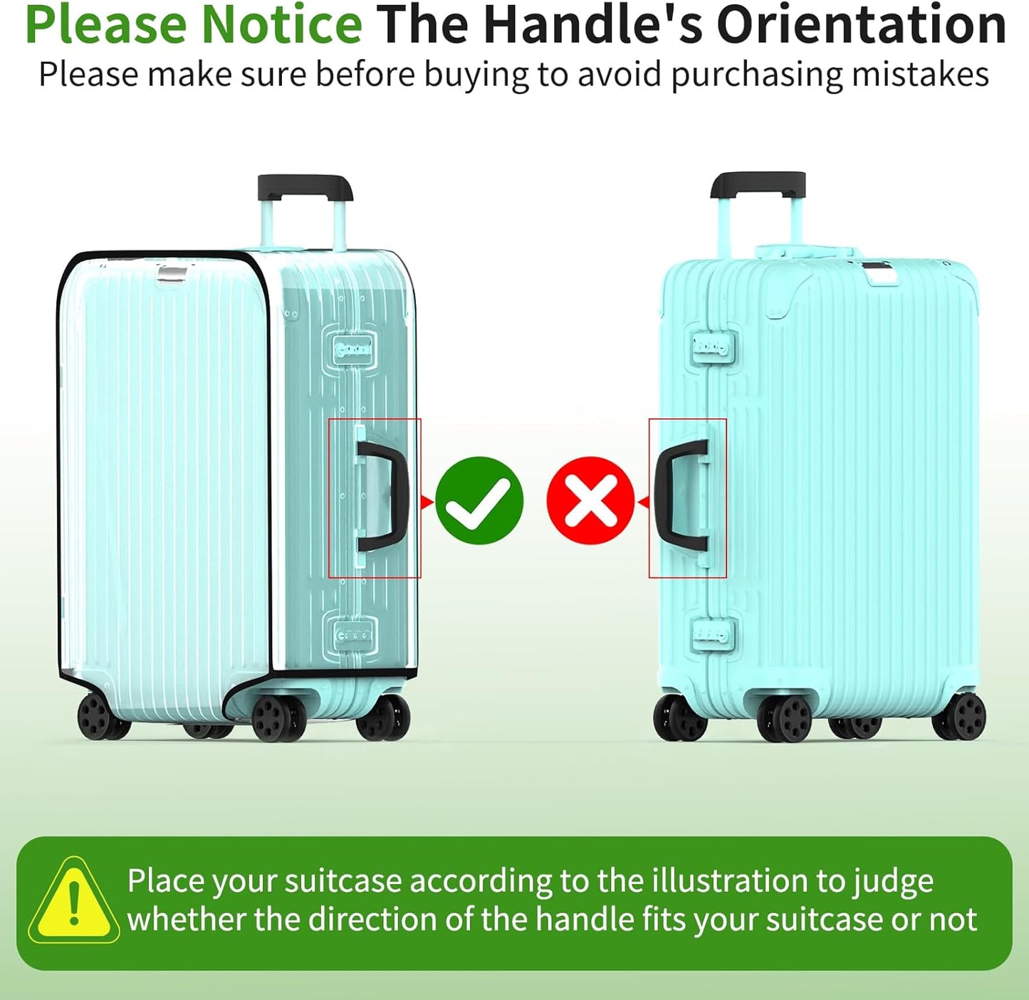 Suitcase Covers For Luggage, 26 Inch Clear PVC Luggage Covers Protector Full Thicken Transparent Waterproof Suitcase Sleeve With Large Velcro for 26" Wheeled Suitcases