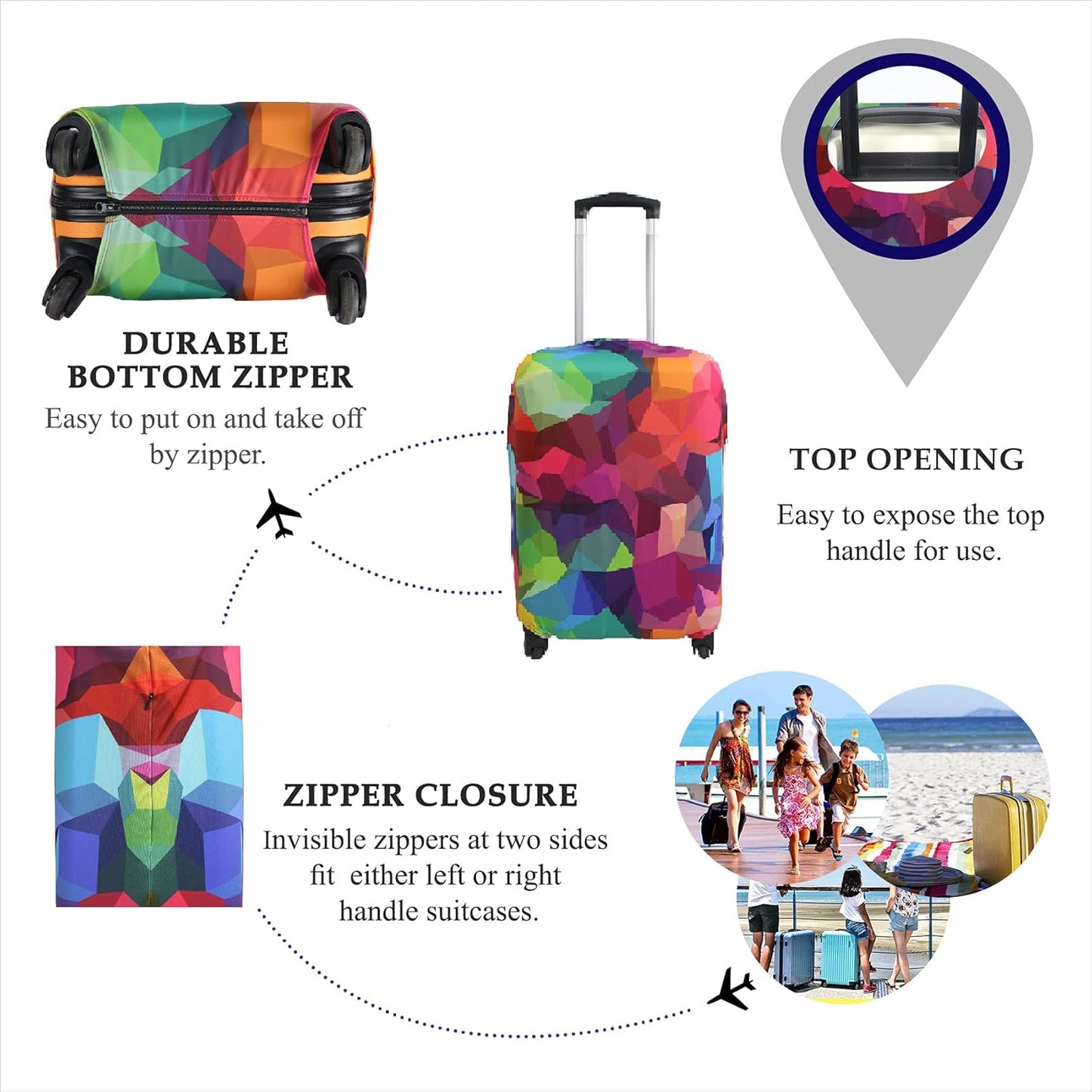 Explore Land Travel Luggage Cover Suitcase Protector Fits 18-22 Inch Case (Geometry, S)