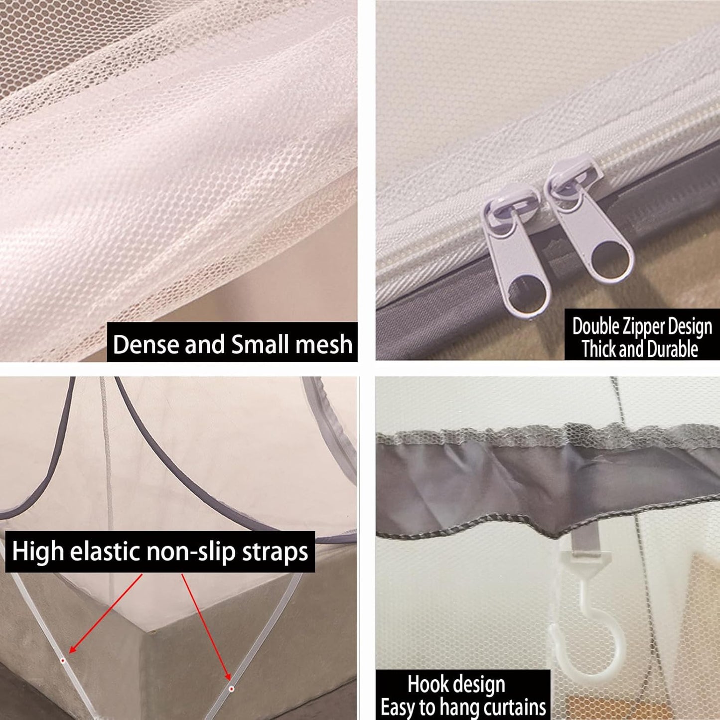 CMINGJ Mosquito Net for Bed, Portable pop up Mosquito Netting with Bottom, Free Installation-Suitable for Bedroom, Camping, Folding Portable Design for Baby Adults (Gray- L87 x W79 x H61)