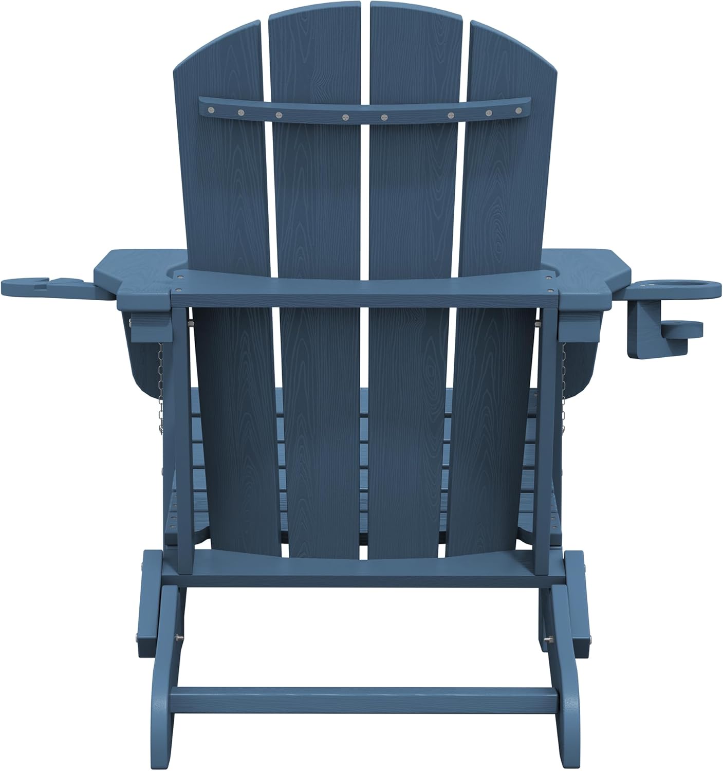 SERWALL Folding Adirondack Chair, Dual Cup Holders & All-Weather HDPE, Wood-Like Patio Chair for Backyard, Camping，Pool & Fire Pit- Navy