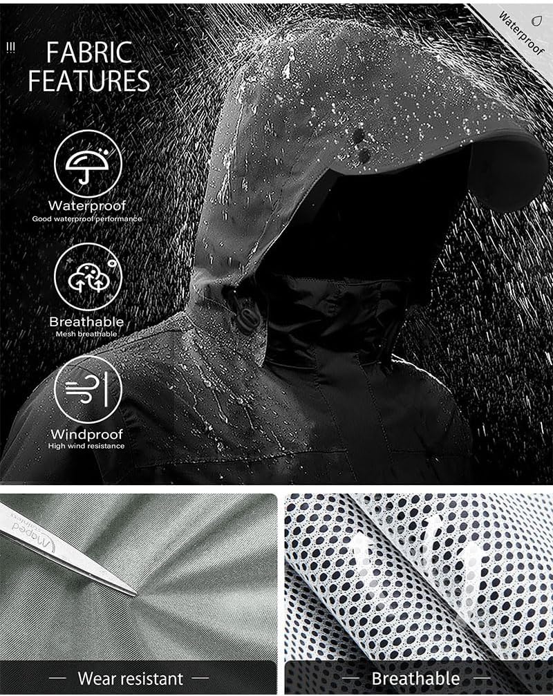 iCreek Rain Suit Waterproof Jacket with Pants 2 Pieces Breathable Lightweight Packable Raincoat with Hooded Rain Gear Unisex