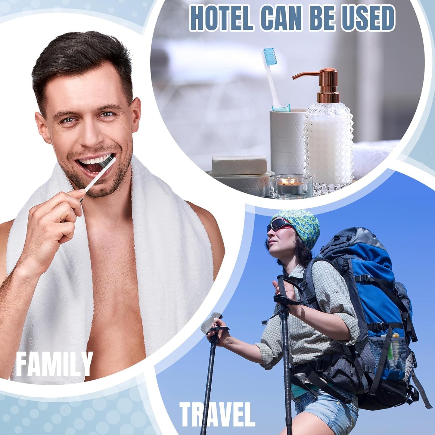 Patelai 2 Pieces Travel Toothbrush Set, Soft Bristle Mini Foldable Tooth Brush with Case, Individually Wrapped Small Portable Travel Size Toiletries Stuff for Camping (Classic Color)