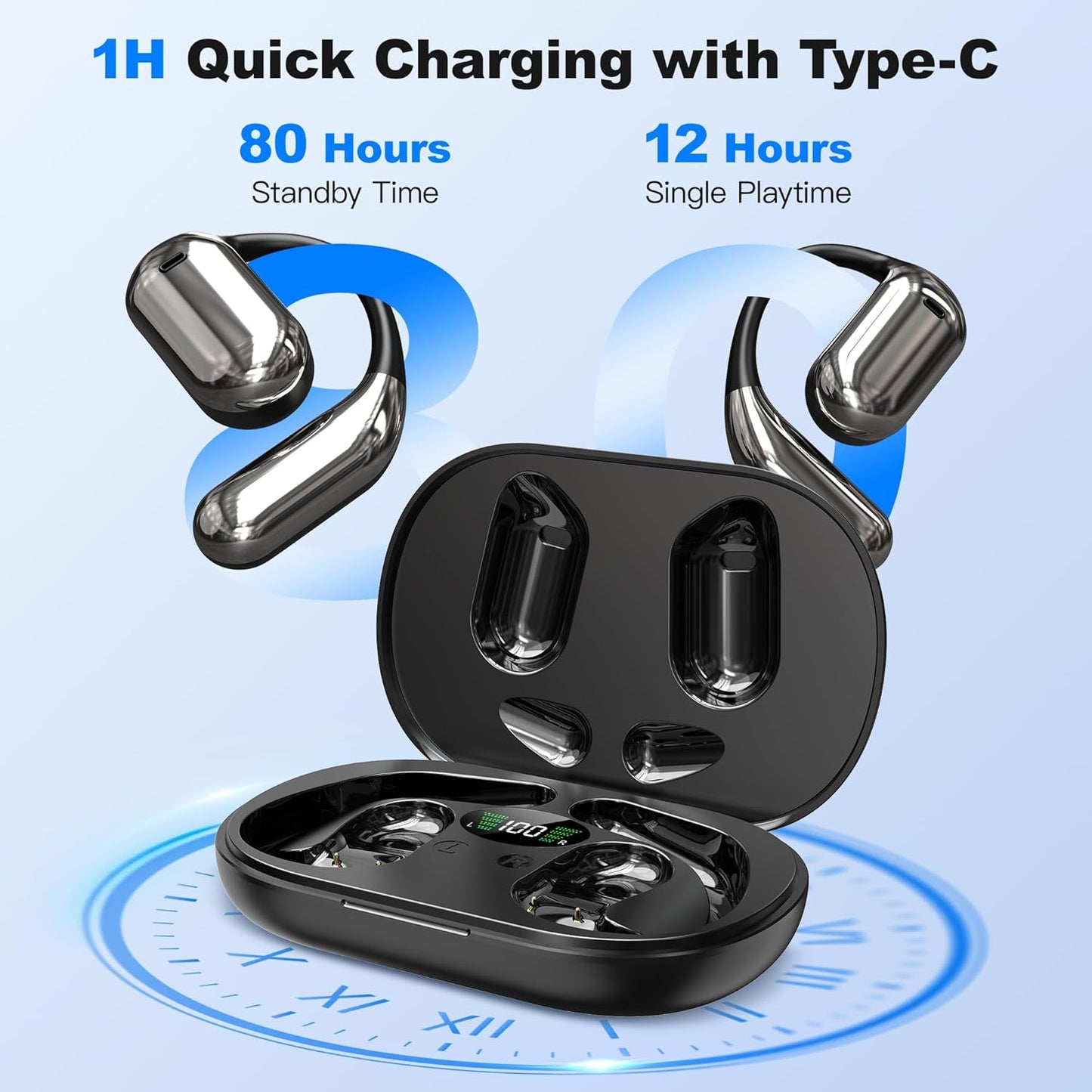 AI Translation Earbuds Real Time, 3-in-1 Translator Earbuds 134 Languages & Accents and Long Battery Life, HF Sound, Spanish/English Audífonos Traductores for Travel Business Learning, Black