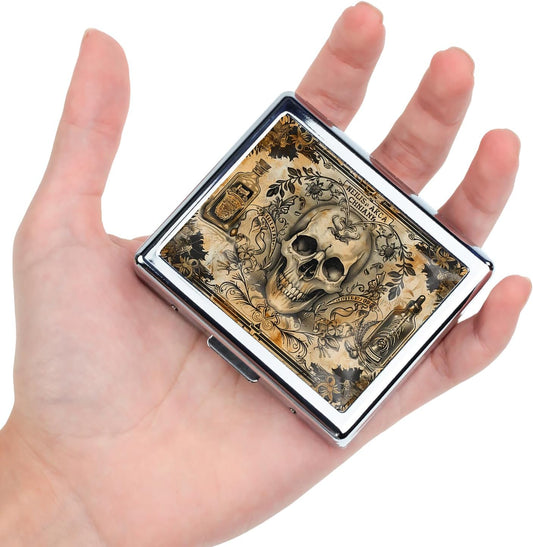 Cute and Stylish Metal Pill Box - Compact Portable Pill Organizer with 8 Compartments, Food-Grade Divider, Ideal for Travel, Vitamins, Jewelry, Cosmetics (Apothecary of The Soul)