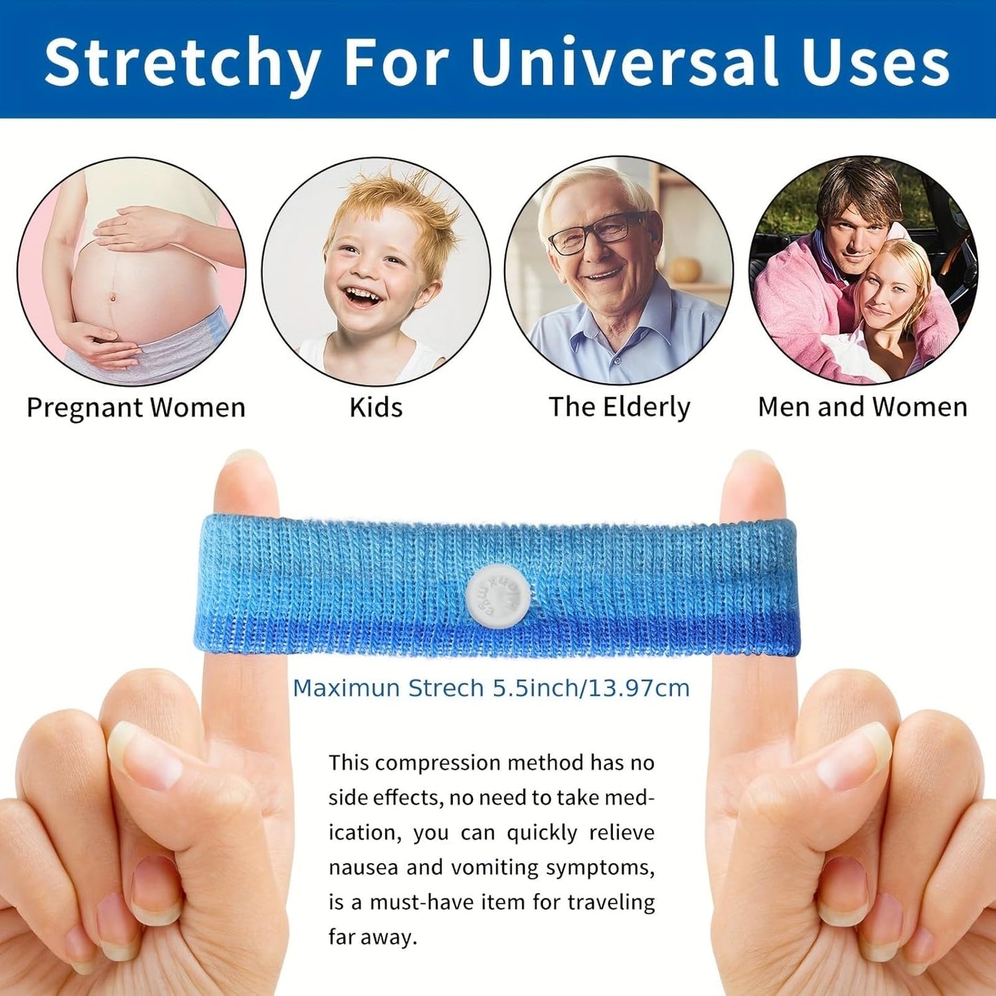 Motion Sickness Bands/Acupressure Nausea Wristband for Nausea,Sea Sickness Wristbands for Natural Relief of Morning Sickness,Dizziness, Motion Sickness(Car, Sea, Flying Travel Sickness)