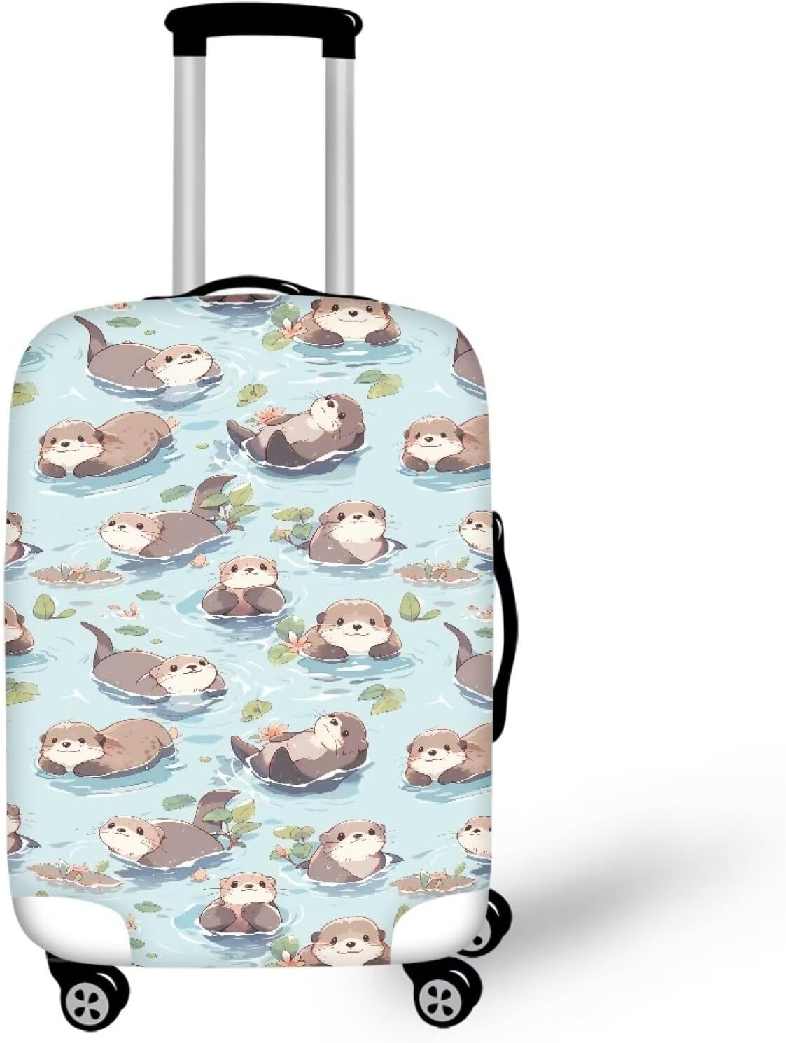 Otter Print Suitcase Cover Fit 30-32 Inch Travel Luggage Covers with Zipper Non Slip Luggage Cover for Suitcase Zip Closure Elastic Suitcase Cover Protector Cute Baggage Cover