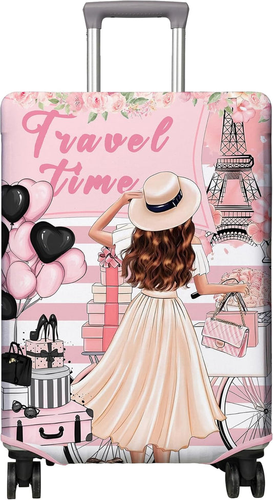 Travel Luggage Cover Suitcase Protector Fits 18-32 Inch Wheel Covers PatternedTravel Related Items Flower Luggage Protector Elastic M