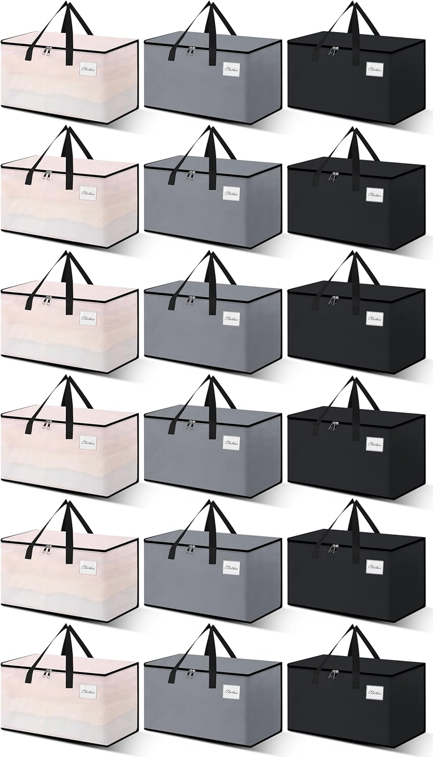 Heavy Duty Moving Bags - Extra Large Packing Bags and Storage Totes, Collapsible and Foldable Option for Moving and Storage, Multicolored, 125 L - 18 Pack