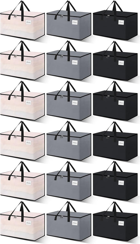 Heavy Duty Moving Bags - Extra Large Packing Bags and Storage Totes, Collapsible and Foldable Option for Moving and Storage, Multicolored, 125 L - 18 Pack