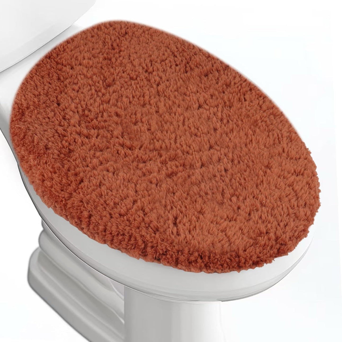 Microfiber Elongated Toilet Seat Cover 19.5"x 15" Machine Washable Solid Toilet Lid Cover Adjustable Rubber Backing Fits Most 18-19.5" L x 14-16" W Elongated Toilet Seat