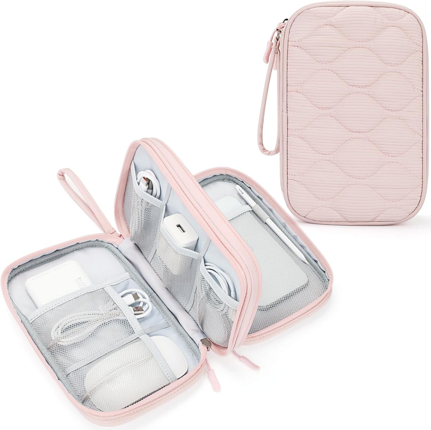 Skycase Tech Pouch - Lightweight Electronics Organizer Travel Case, Double Layers Travel Cable Organizer, All-in-One Storage Bag for Charger, Cord, Phone, Flash Drive, Accessories