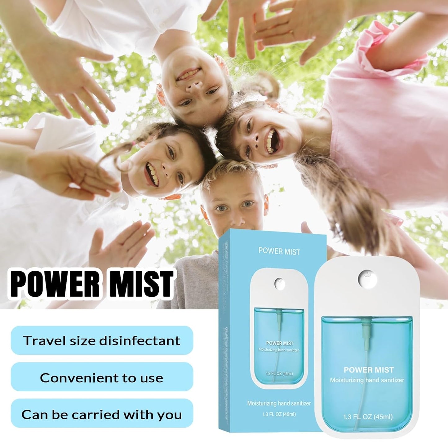 Power Mist Hydrating Hand Sanitizer Spray, Portable Travel-Size Hand Sanitizer Spray, 500-Sprays Each，Suitable for Both Adults and Children (Aloe vera)
