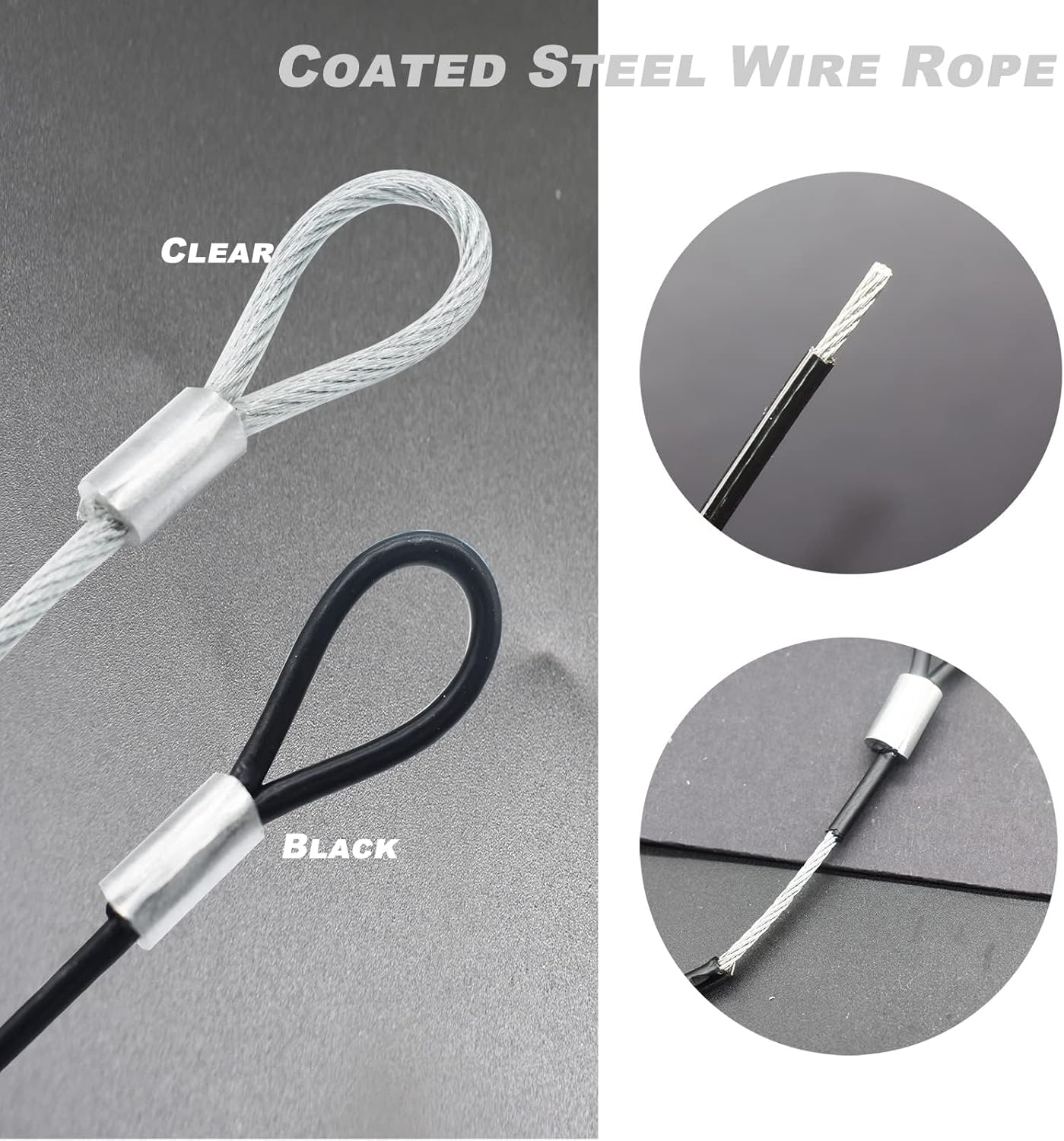 8FT 6mm Stainless Steel Security Cable Lock,Braided Steel Vinyl Coated Safety Cable Luggage Lock,Flexible Steel Cable Security Wire Rope Double Loop,Green