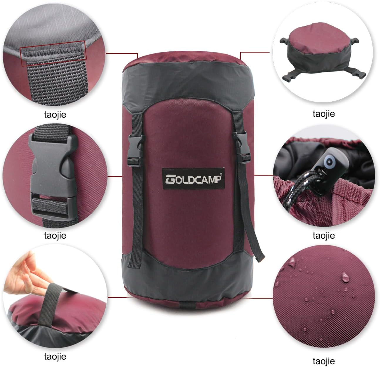GoldCamp compression stuff sack for Ultralight sleeping bag, space saving gear with dust flap,18L/30L/43L/49L/65L Compression Stuff Sack, Waterproof, Camping, Travel, Outdoor, Backpacking (Red, XXXL)