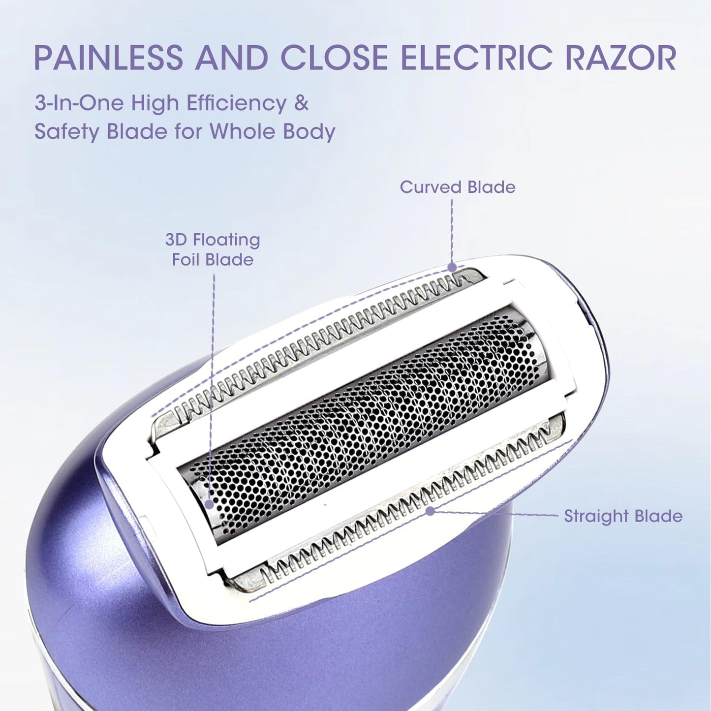 Electric Shavers for Women, 7 in 1 Hair Removal Kit with Epilator Bikini Trimmer Face Razor Body Brush Face Massager Foot Callus Remover, IPX7 Waterproof Lady Razors Set for Legs Armpit Bikini Pubic