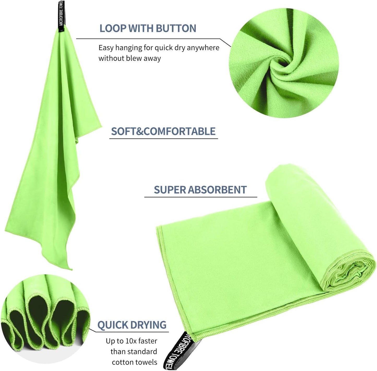 Microfiber Travel Towel, Soft Lightweight Quick Dry Towel, Super Absorbent Compact Travel & Sports & Beach Towels for Camping, Backpack, Gym, Swimming, Yoga, Hiking (XXL:40"×72" -Green)