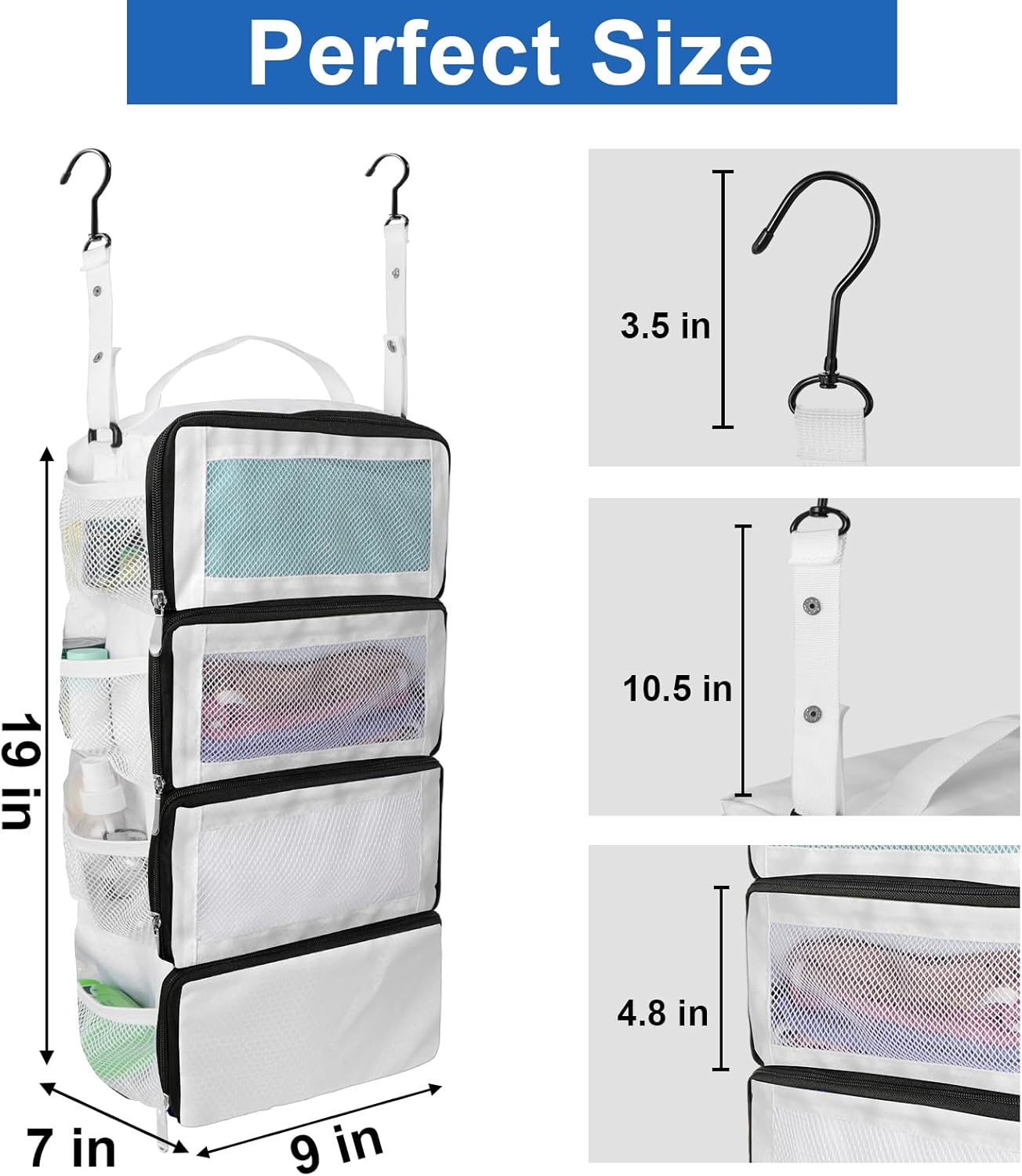 Suitcase Organizer, Travel Luggage Organizer Portable Hanging Travel Shelves Collapsible Hanging Packing Cubes for Carry on Suitcase