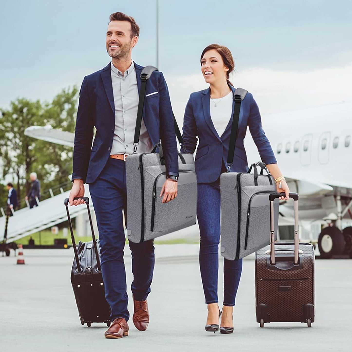 Modoker Suit Luggage Garment Bag with Shoulder Strap, Suit Carry on Bag Hanging Suitcase Garment Bags for Men Women Business Travel