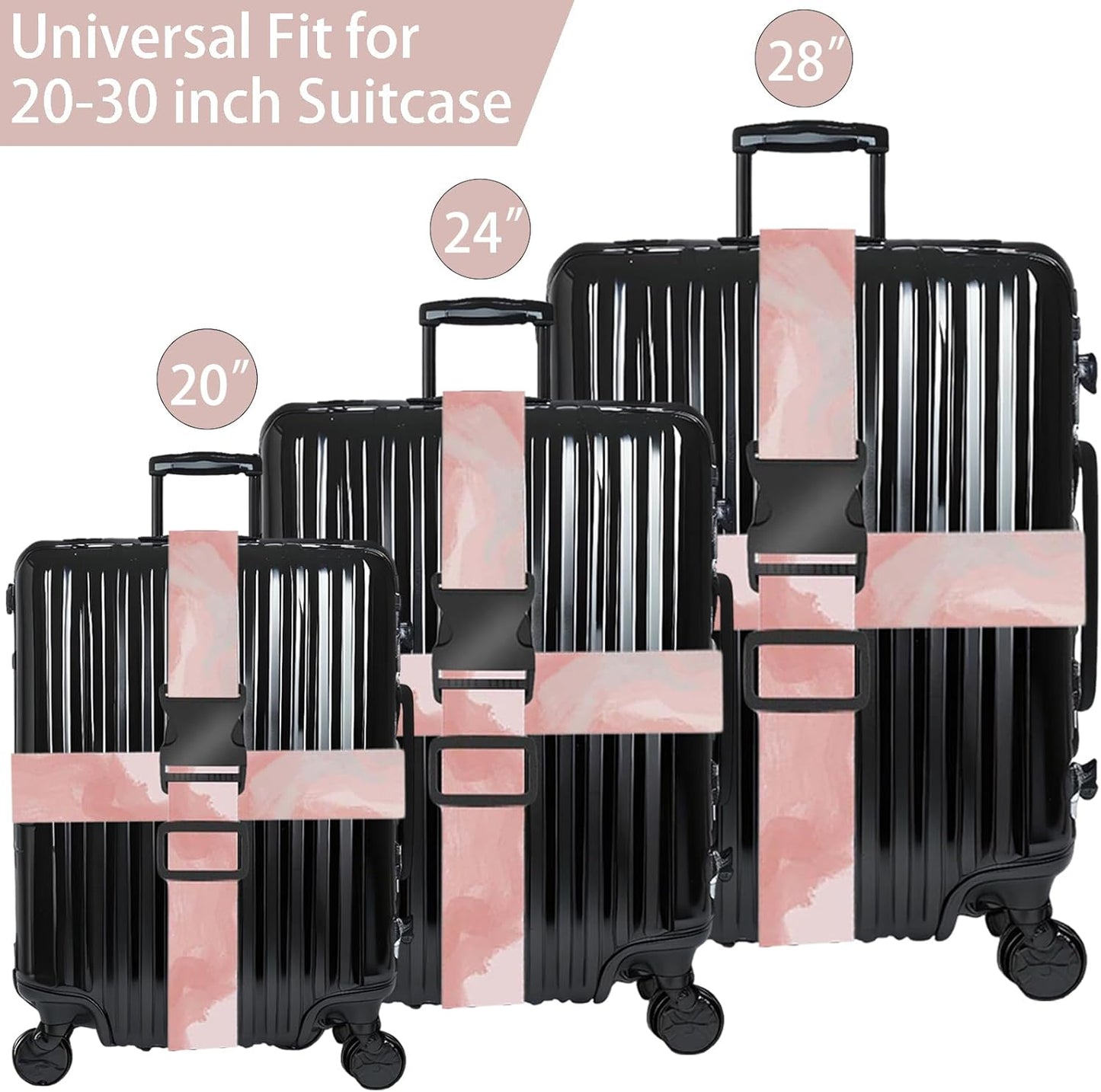 Pink Clouds Luggage Straps for Suitcases, Adjustable Luggage Travel Belts to Keep Luggage Security While Travel, Strong Polyester Fabric, Easy-to-Recognize Stylish Design Travel Accessories, 2 Pack