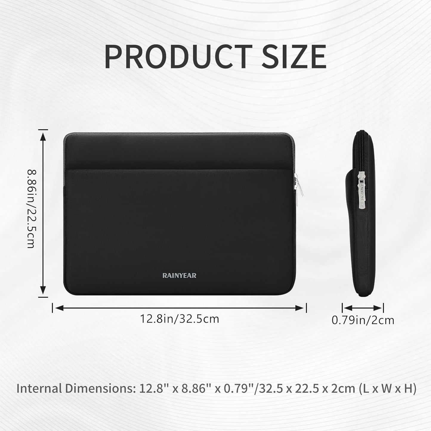 RAINYEAR Laptop Sleeve Case 11-13 Inch, Protective Portable Case with Front Pocket, Briefcase Computer Cover Laptop Bag Compatible with MacBook Air/Pro, HP, Dell, Lenovo, Acer, Black