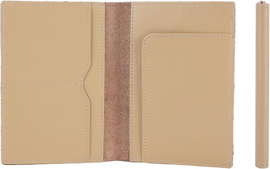 STAR VISTA Albatross Leather Travel Passport Holder, Minimalist Design, Calfskin Leather Case for Women and Men - Slim Passport Wallet, Bifold, RFID Blocking, Ivory
