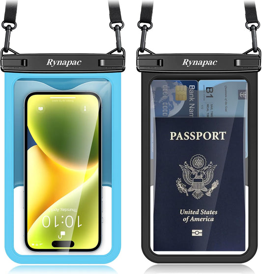 Waterproof Phone Pouch - 8.5in Waterproof Phone Case with Lanyard, IPX8 Cell Phone Dry Bag Beach Essentials for iPhone 16 15 14 13 12 Pro Max, Galaxy S24 S23 S22 S21 Series, 2 Pack