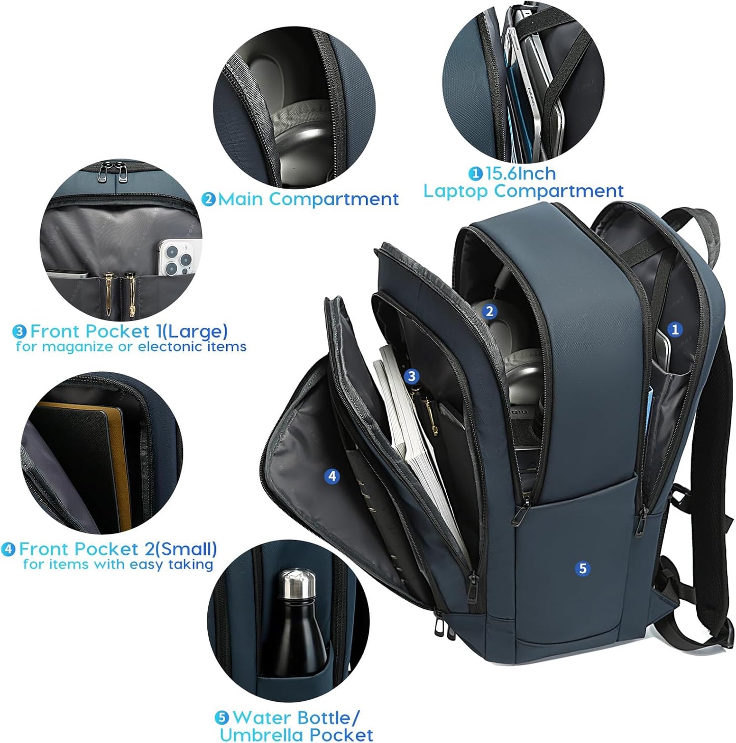 BANGE 28L Slim Laptop Backpack for Men & Women, 15.6 Inch Business Backpack, Lightweight Travel Backpack, Waterproof Work Commuter Backpack, Hiking Daypack for Office, Outdoor, and Daily Use