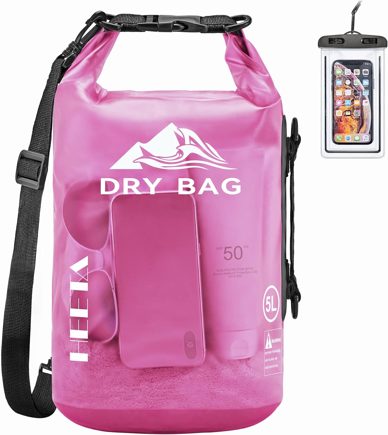 HEETA Dry Bag Waterproof for Women Men, 5L/10L/20L/30L/40L Roll Top Lightweight Dry Storage Bag Backpack with Phone Case for Travel Swimming Boating Kayaking Paddle Board Camping Beach Accessories