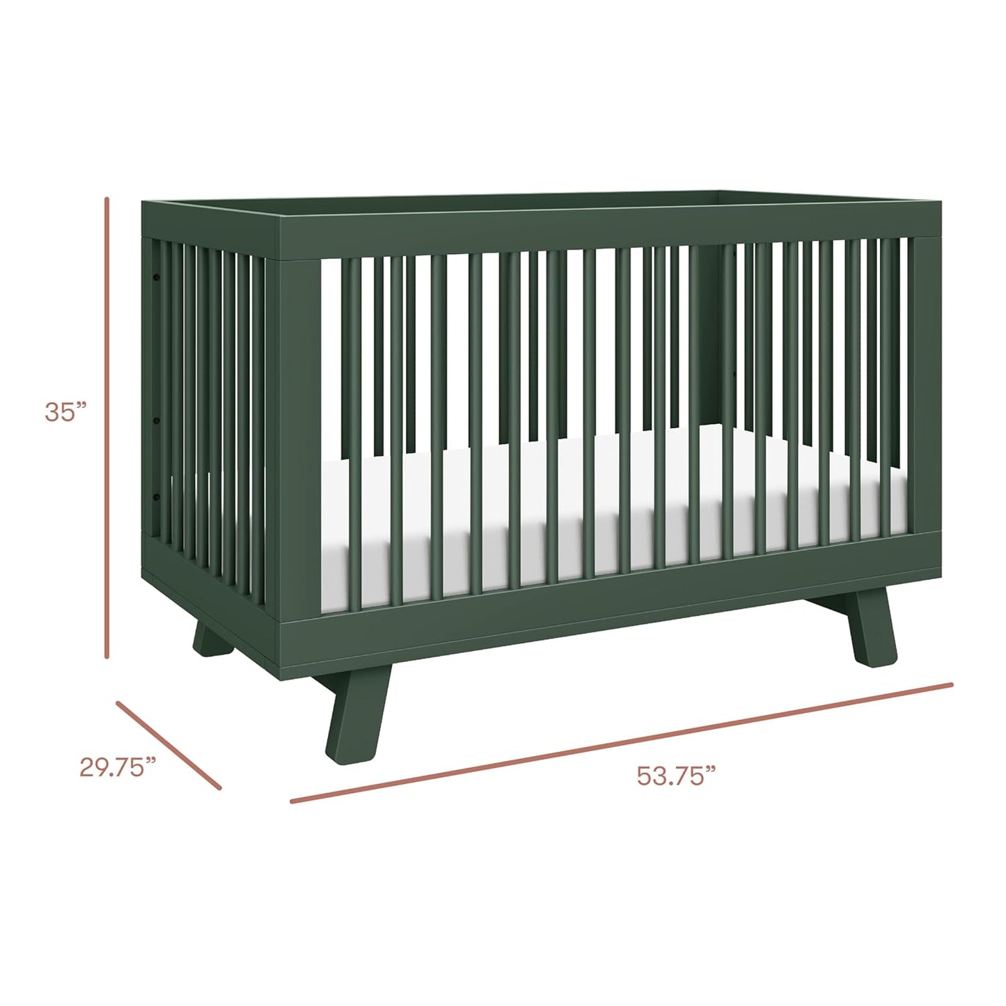 Babyletto Hudson 3-in-1 Convertible Baby Crib with Toddler Bed & Daybed Conversion - Strong, Durable, and Easy to Assemble - GREENGUARD Gold Certified w/ 4 Adjustable Mattress Heights - Forest Green