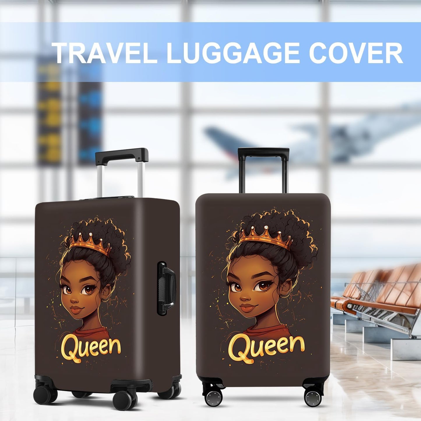 Luggage Cover Washable Suitcase Protector Anti-scratch Suitcase cover Fits 20-34 Inch Luggage (Girl-5, L(28-30inch suitcase))