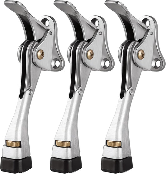 GroTheory 3 Pack Door Stoppers, 4 inch Kickdown Door Stops, Heavy Duty Door Stoppers for Bottom of Door, Adjustable Metal Door Kick Stand Floor and Release