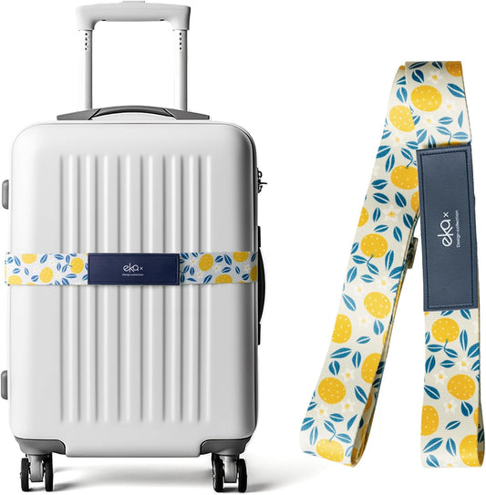 Luggage Straps for Suitcases,Adjustable Luggage Elastic Belt, Travel Essentials for Airport,Station, Vibrant Designs, (Cute Pear)