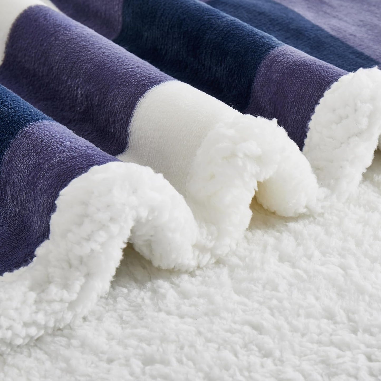 PU MEI Sherpa Blanket Fleece Throw Blanket Full Queen Plaid Thick Bed Blanket, Soft Warm Cozy Blue Checkered Throw Blanket 80"*90"
