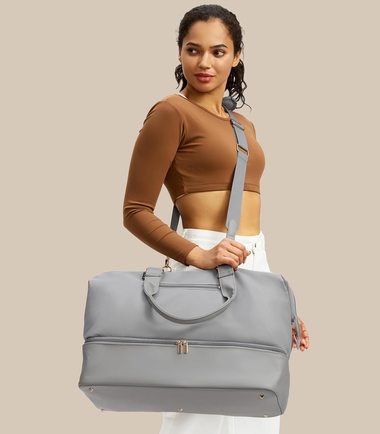 Weekender Bags for Women, Large Travel Duffel Bag with Shoes Compartment, Carry On Overnight Tote Bags with Toiletry Bag